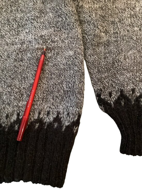 Handmade Milagros Imports Alpaca Wool Sweater Nordic Pattern Black/Grey/White Wo - Picture 13 of 15